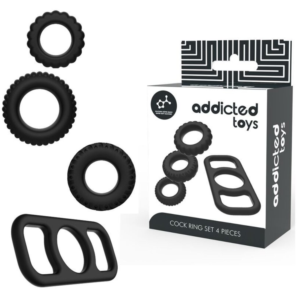 SET 4 Anelli In Silicone Per Pene